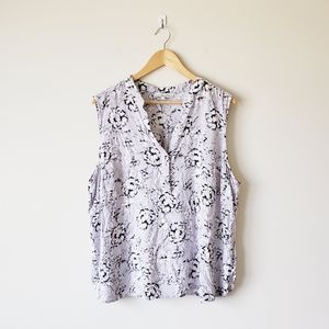 Ava Christina Lilac Floral Sleeveless Blouse